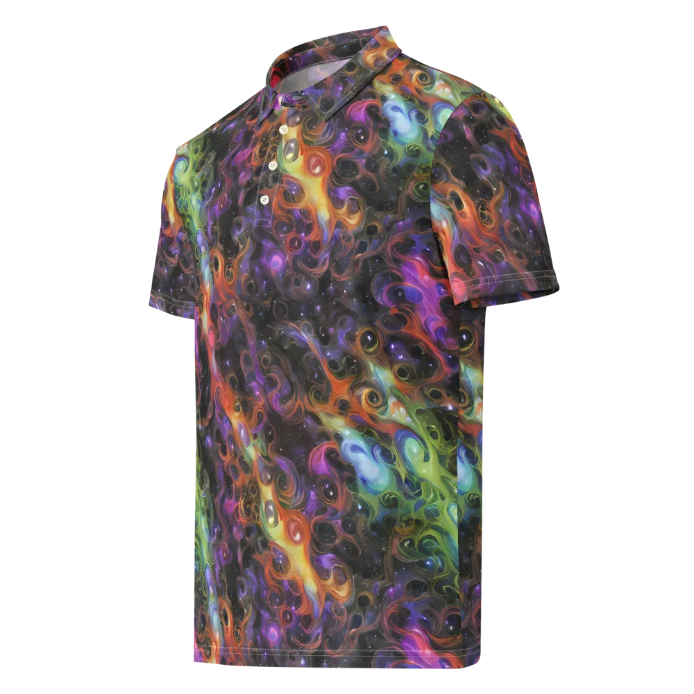 Galactic Gouache on Men's Slim Fit Polo Shirt — Left Front