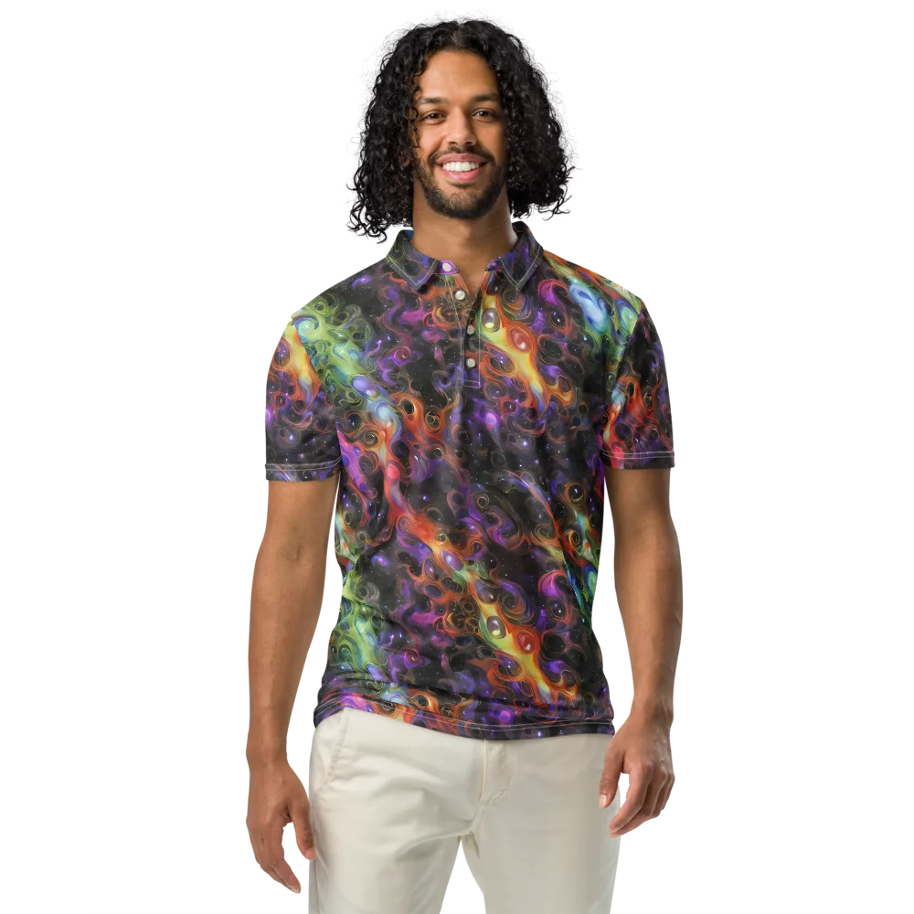 Galactic Gouache on Men's Slim Fit Polo Shirt — Front