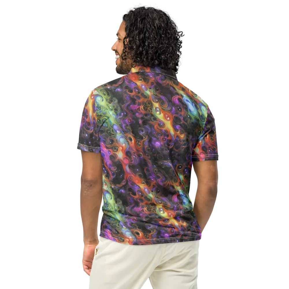 Galactic Gouache on Men's Slim Fit Polo Shirt — Back