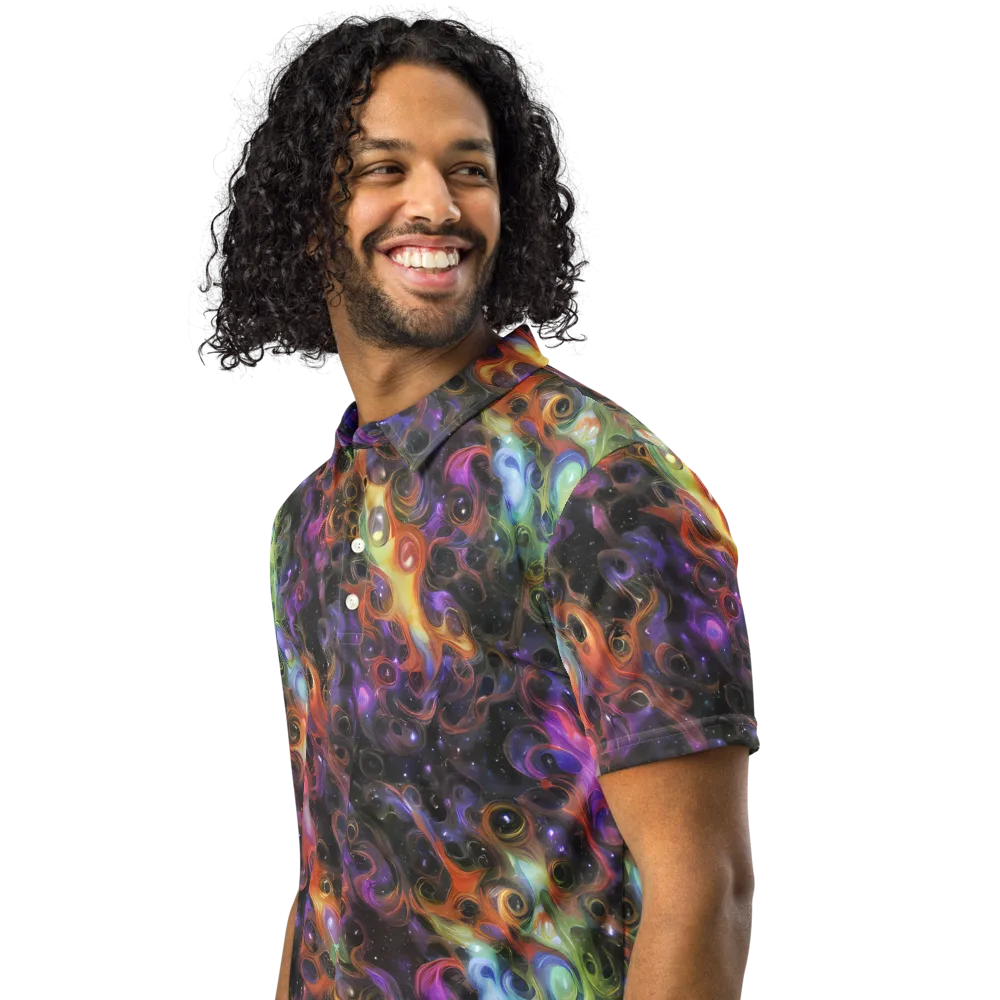 Galactic Gouache on Men's Slim Fit Polo Shirt — Left Front