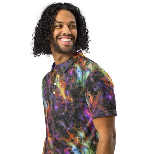 Galactic Gouache on a Men's Slim Fit Polo Shirt
