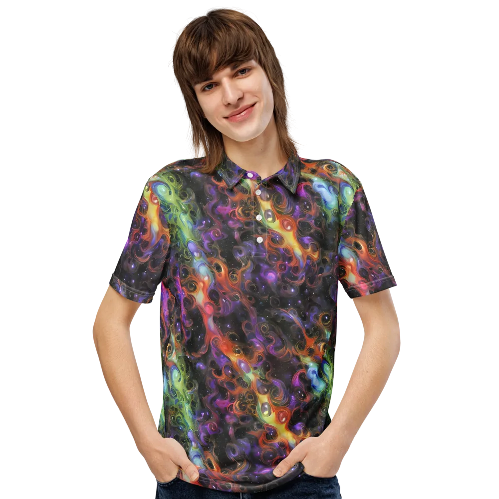 Galactic Gouache on Men's Slim Fit Polo Shirt — Front