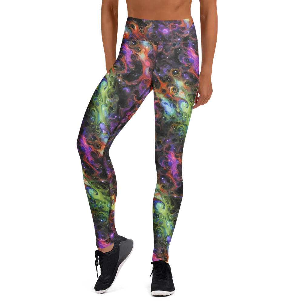 Galactic Gouache on Yoga Leggings — Front