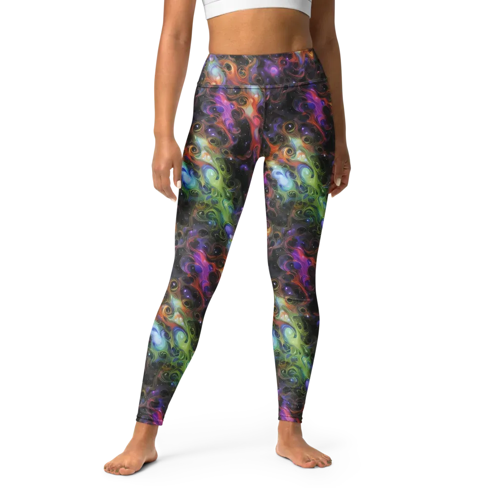 Galactic Gouache on Yoga Leggings — Front