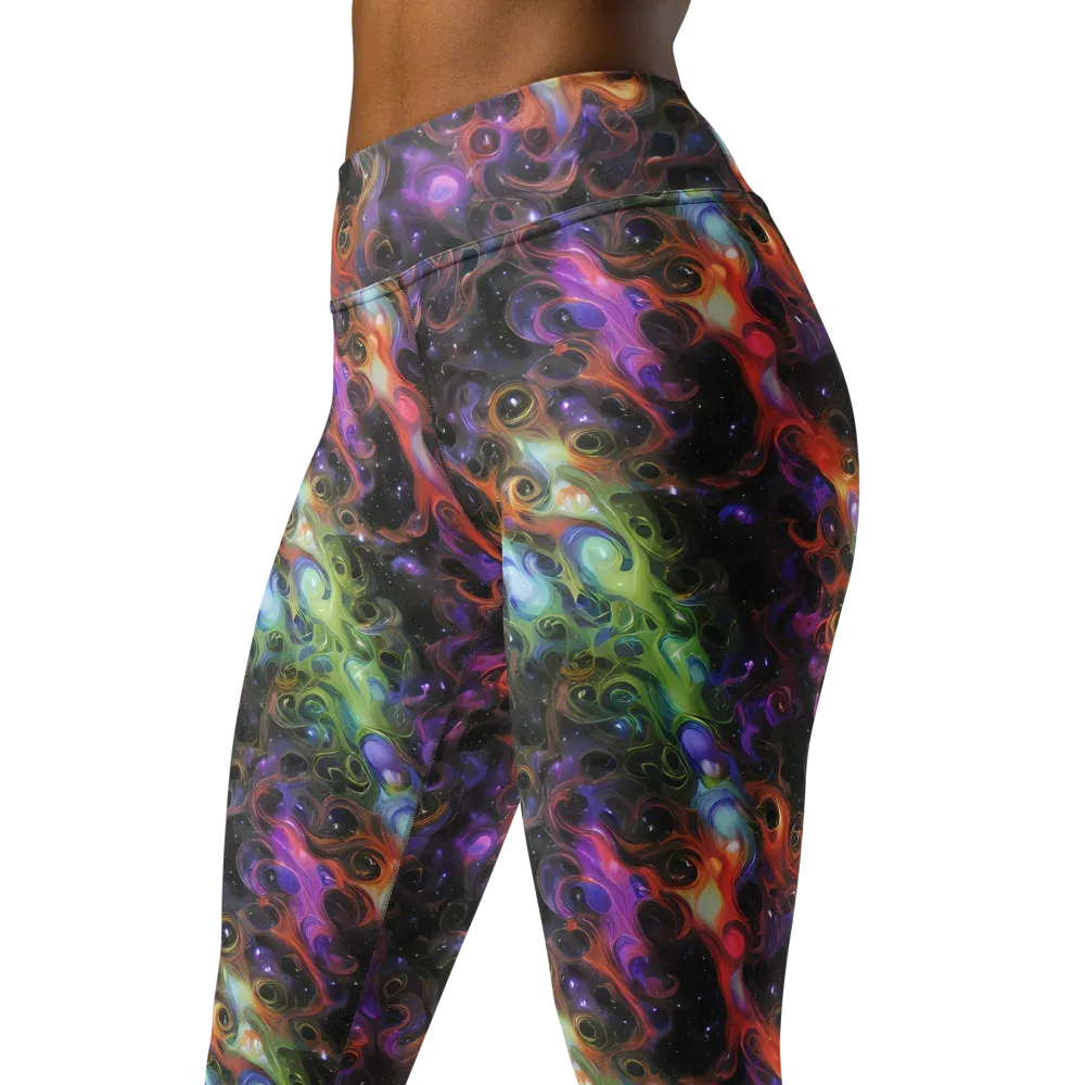 Galactic Gouache on Yoga Leggings — Left Front