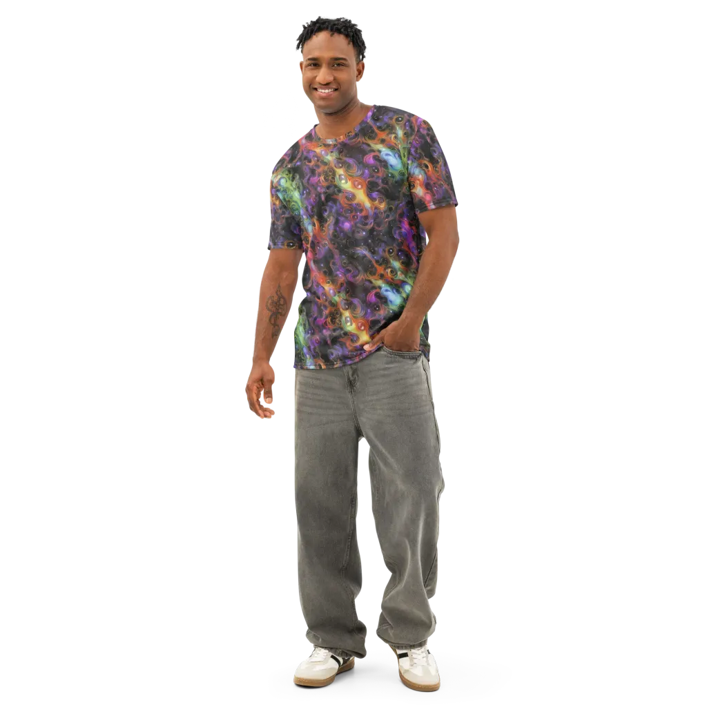 Galactic Gouache on Men's Cotton Crew Neck T-Shirt — Front
