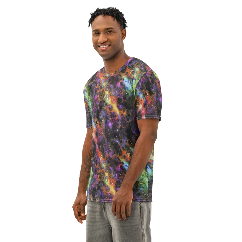 Galactic Gouache on Men's Cotton Crew Neck T-Shirt — Left Front