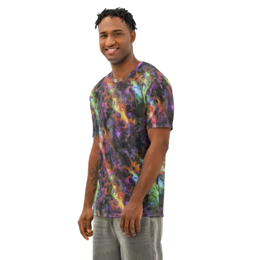 Galactic Gouache on a Men's Cotton Crew Neck T-Shirt