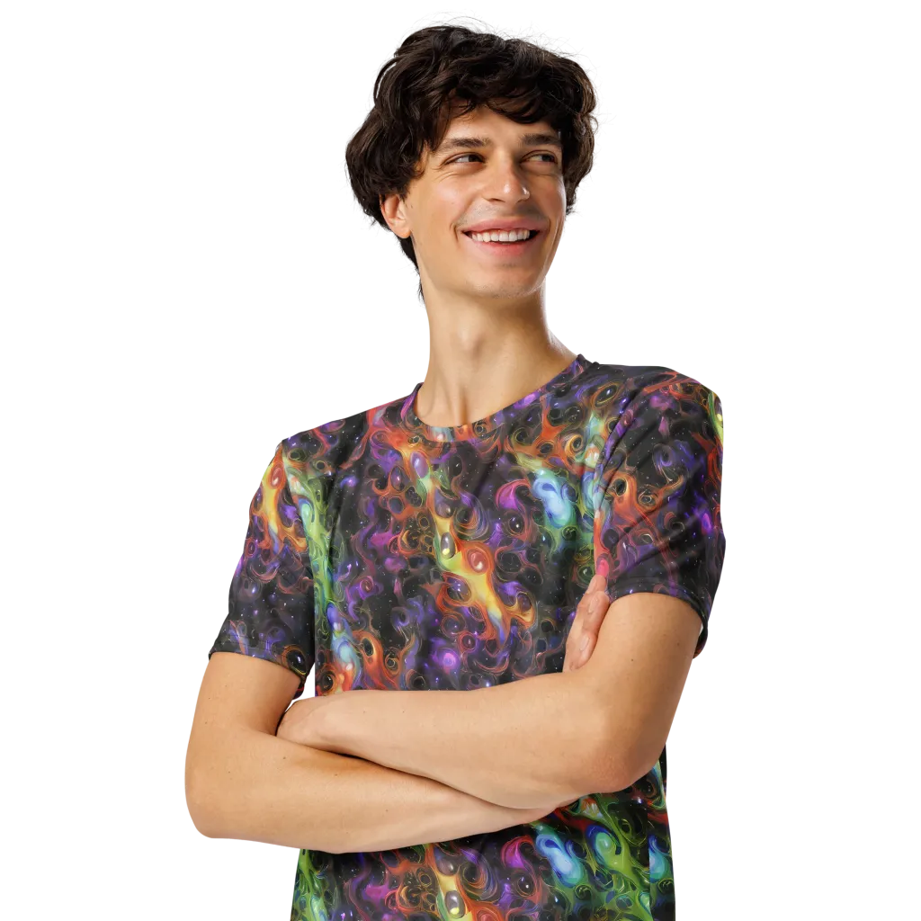 Galactic Gouache on Men's Crew Neck T-Shirt — Left Front
