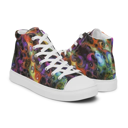 Galactic Gouache on a Men's High Top Canvas Shoes
