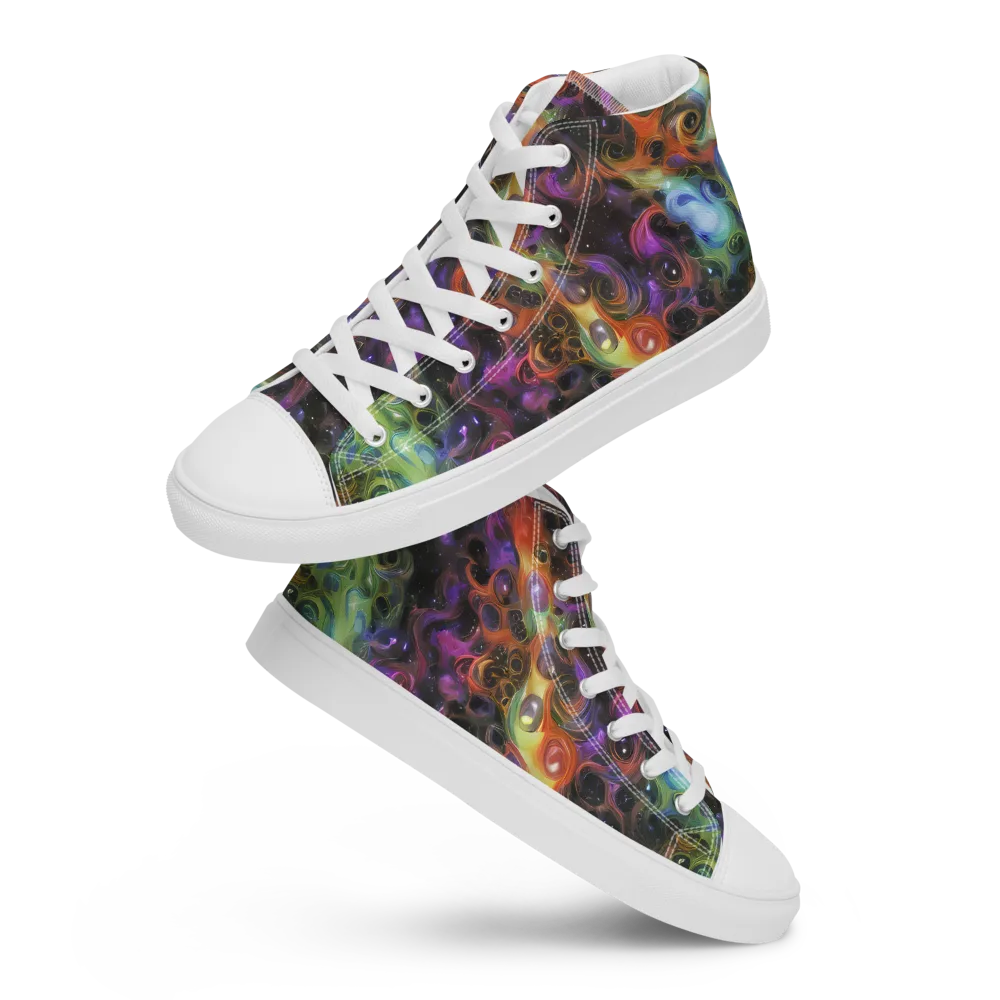Galactic Gouache on Men's High Top Canvas Shoes — Front