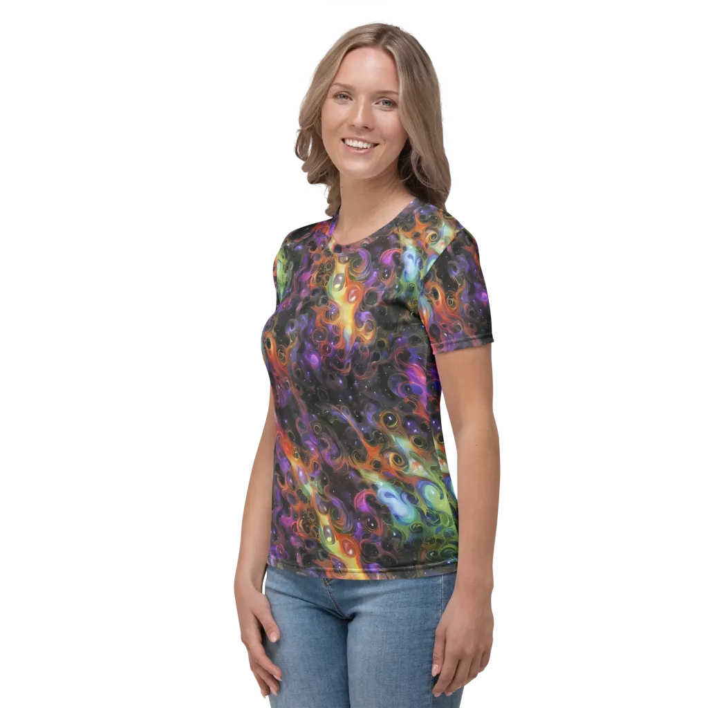 Galactic Gouache on Women's Crew Neck T-Shirt — Left