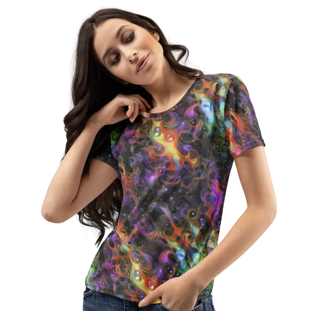 Galactic Gouache on Women's Crew Neck T-Shirt — Left Front