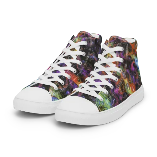 Galactic Gouache on a Women's High Top Canvas Shoes