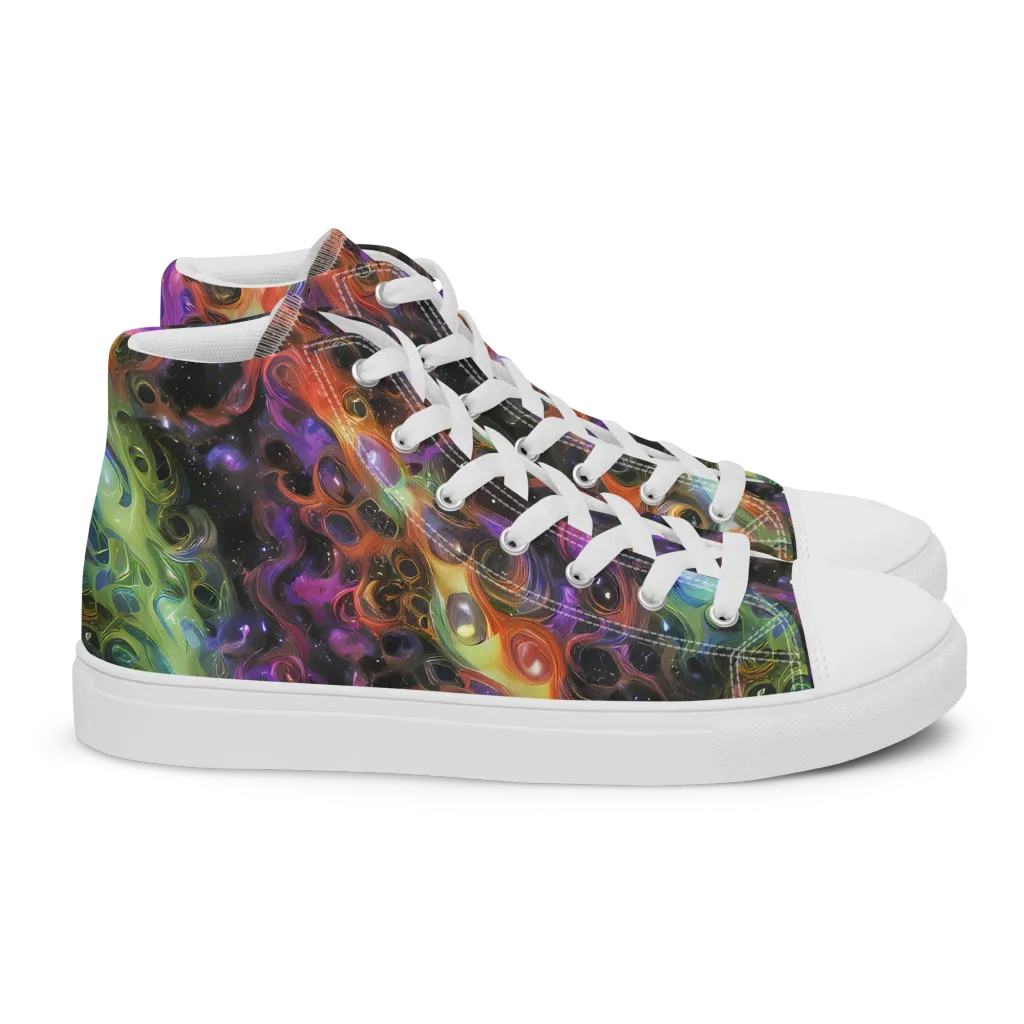 Galactic Gouache on Women's High Top Canvas Shoes — Right