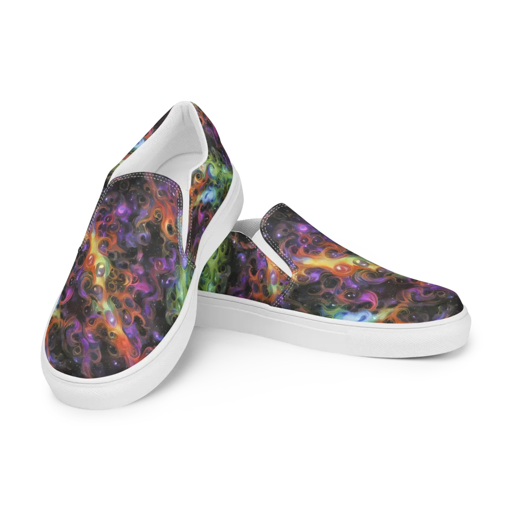 Galactic Gouache on Men's Slip-On Canvas Shoes — Left Front