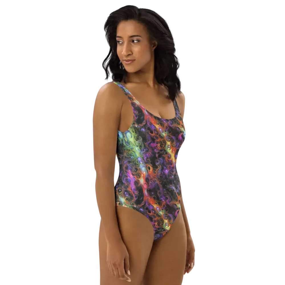 Galactic Gouache on One-Piece Swimsuit — Right