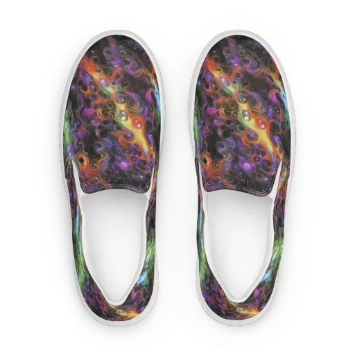 Galactic Gouache on a Women's Slip-On Canvas Shoes