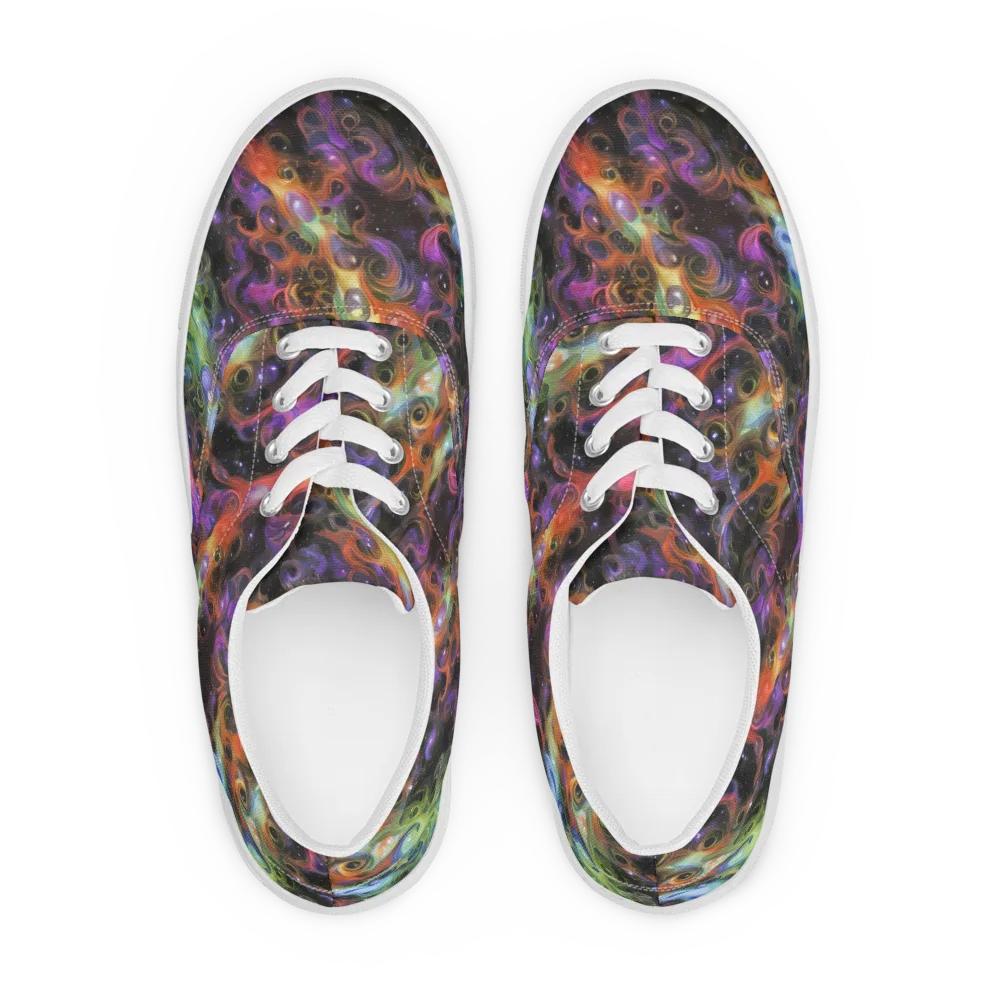 Galactic Gouache on Men's Lace-Up Canvas Shoes — Front