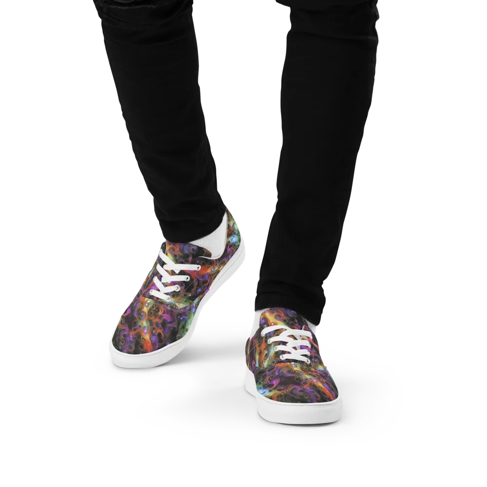 Galactic Gouache on Men's Lace-Up Canvas Shoes — Front
