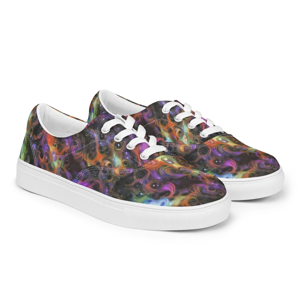 Galactic Gouache on Men's Lace-Up Canvas Shoes — Right Front