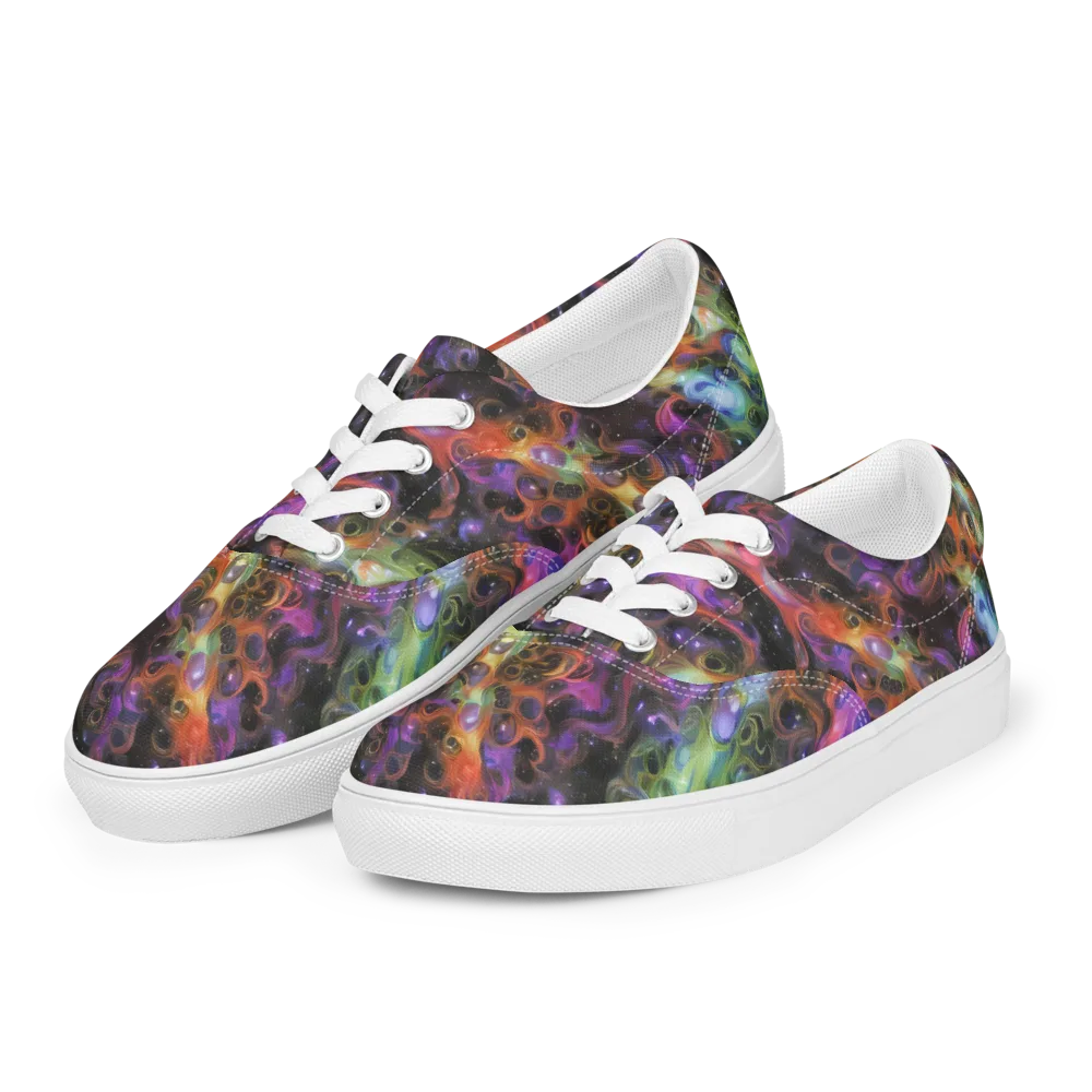 Galactic Gouache on Men's Lace-Up Canvas Shoes — Left Front