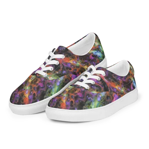 Galactic Gouache on a Men's Lace-Up Canvas Shoes