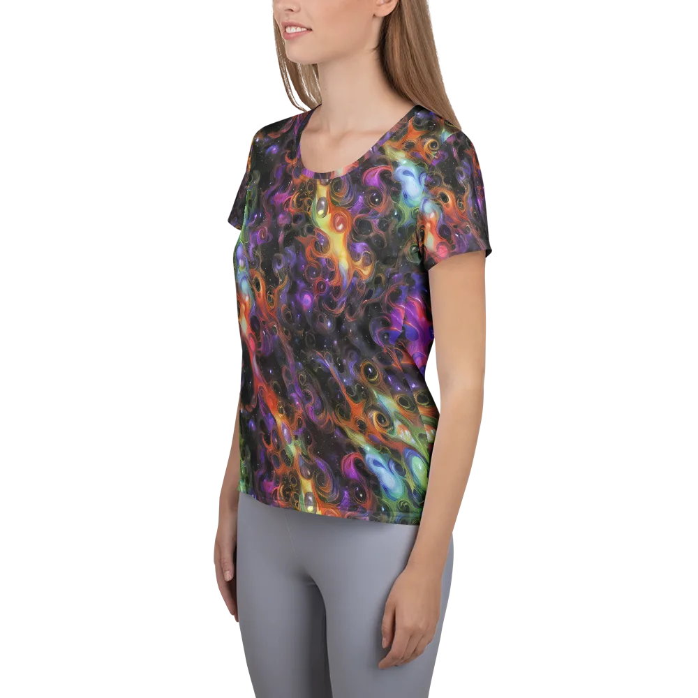 Galactic Gouache on Women's Athletic T-Shirt — Left
