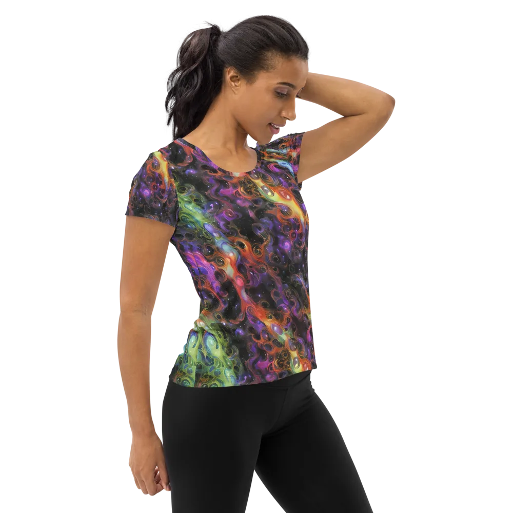 Galactic Gouache on Women's Athletic T-Shirt — Right