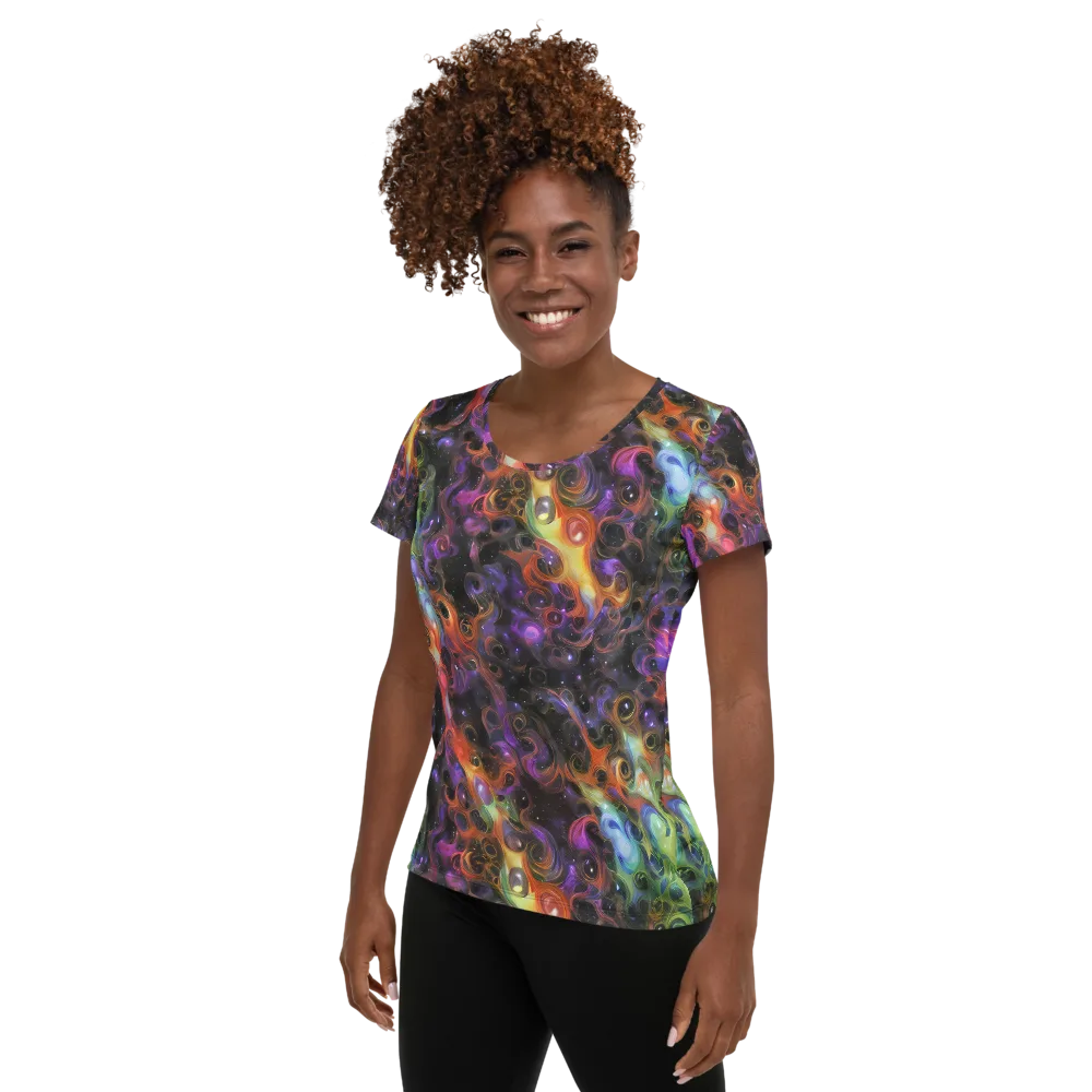 Galactic Gouache on Women's Athletic T-Shirt — Left