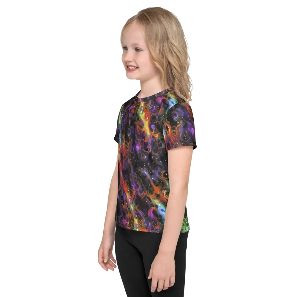 Galactic Gouache on Kids Crew Neck T-Shirt — Left