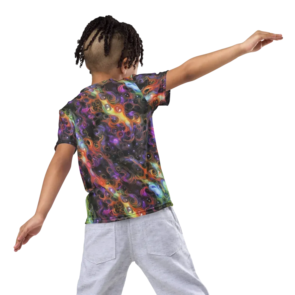 Galactic Gouache on Kids Crew Neck T-Shirt — Back