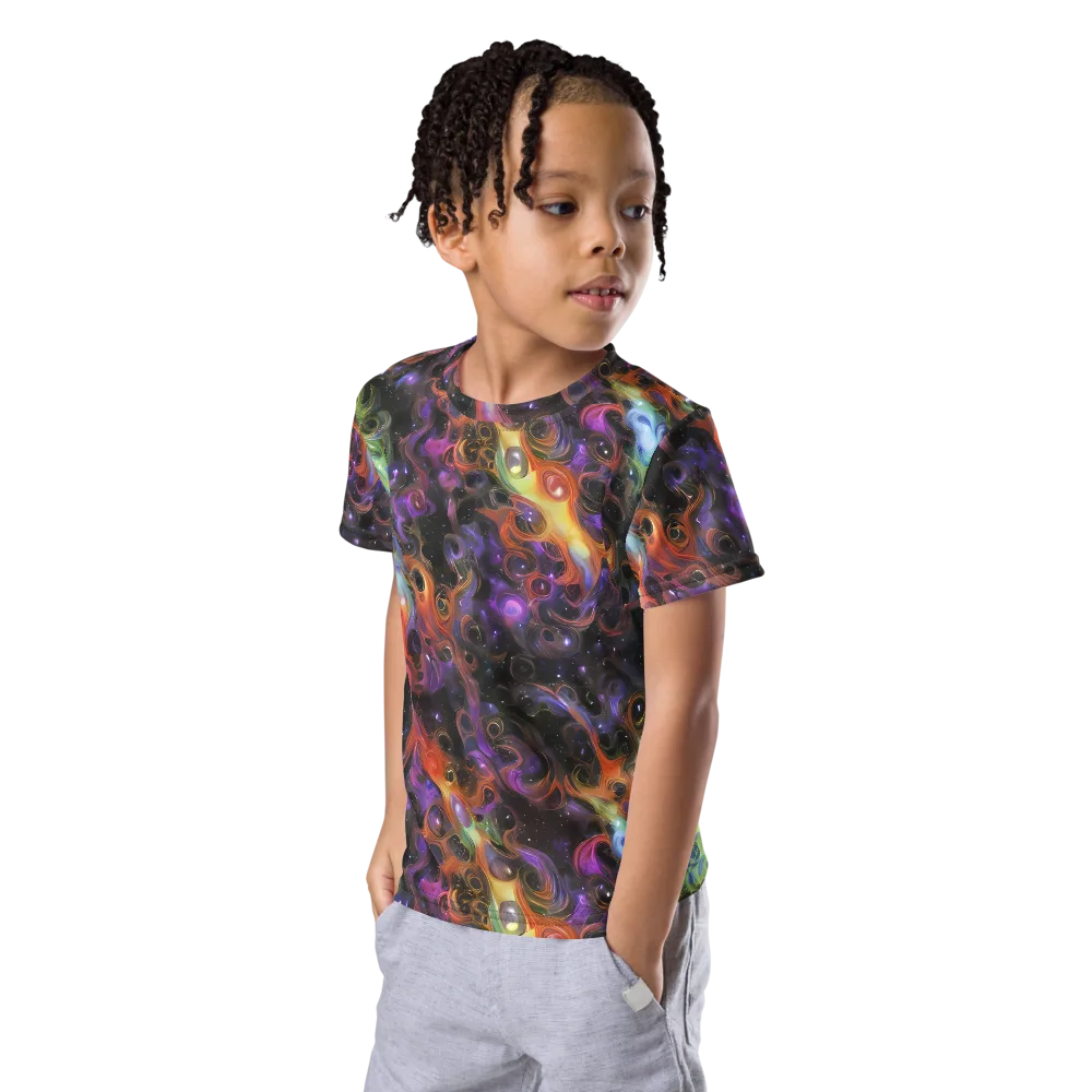 Galactic Gouache on Kids Crew Neck T-Shirt — Left Front