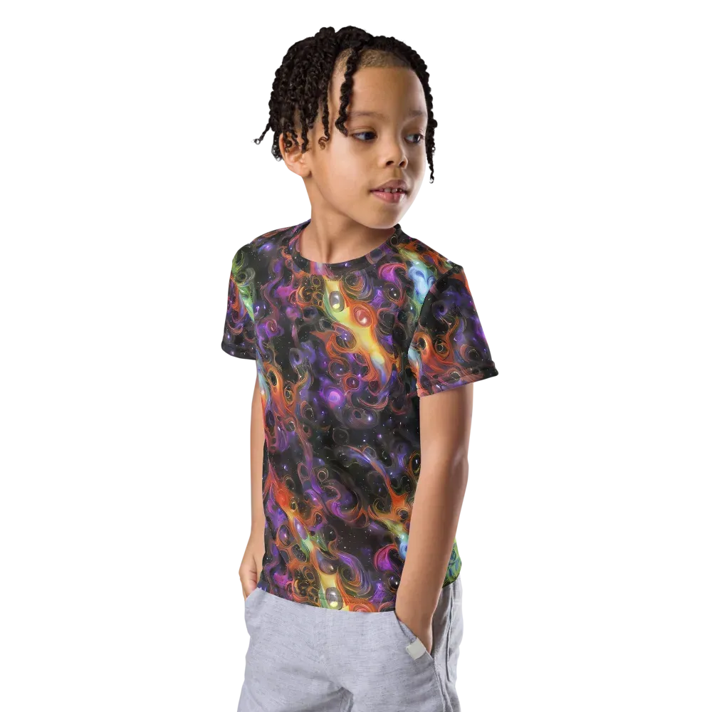 Galactic Gouache on Kids Crew Neck T-Shirt — Left Front