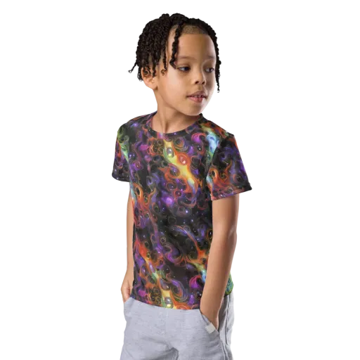 Galactic Gouache on a Kids Crew Neck T-Shirt