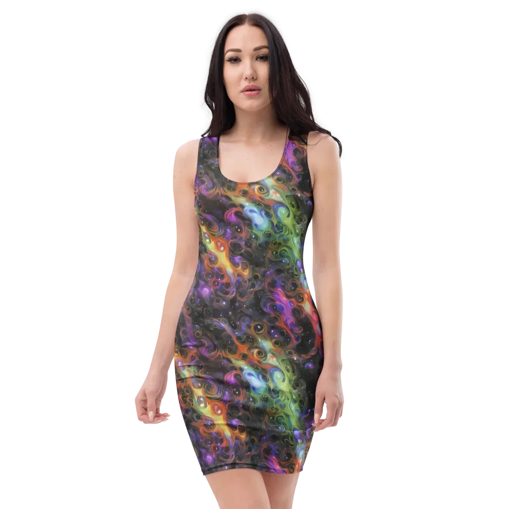 Galactic Gouache on Bodycon Dress — Front