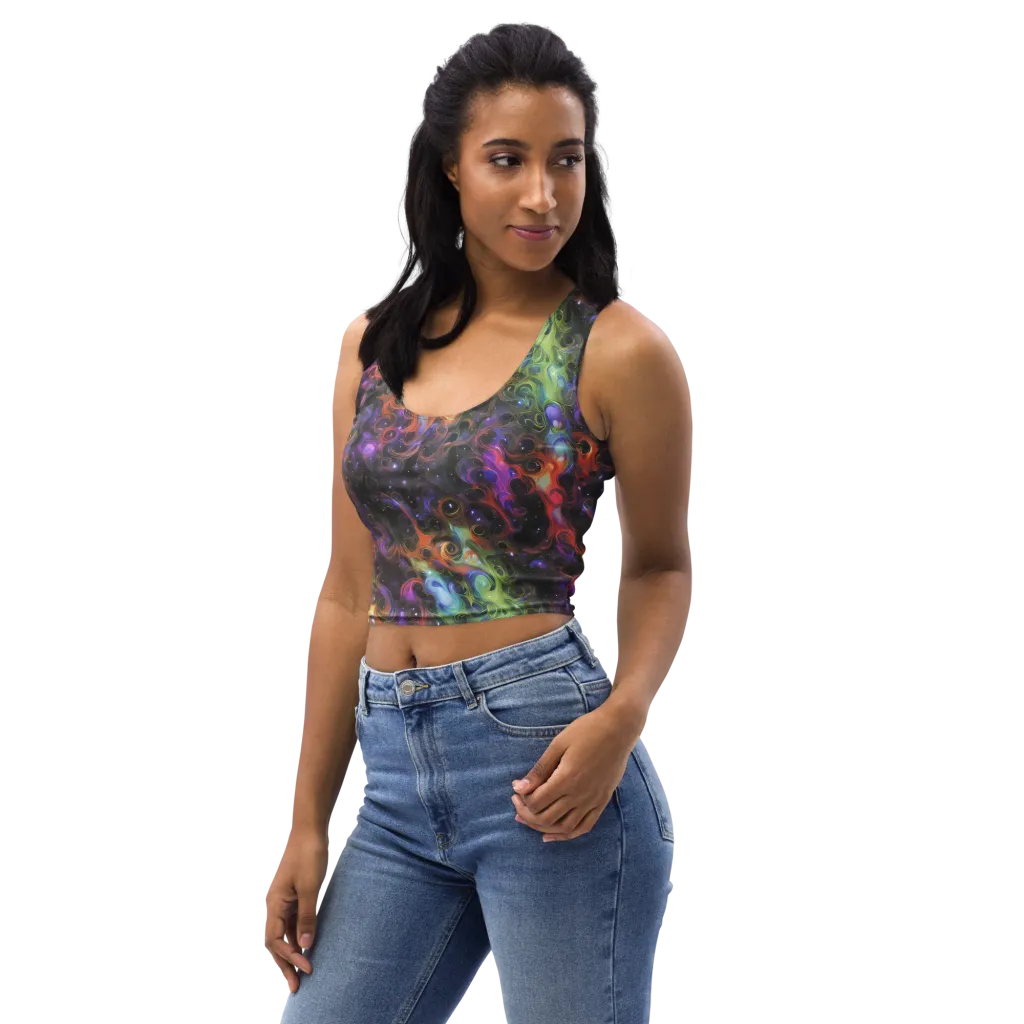 Galactic Gouache on Crop Top — Left Front