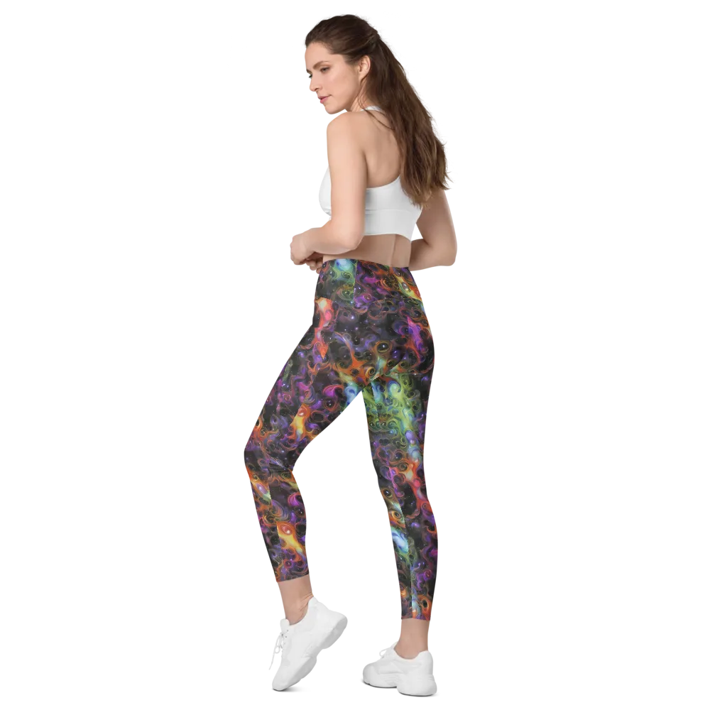 Galactic Gouache on Leggings with Pockets — Left Back