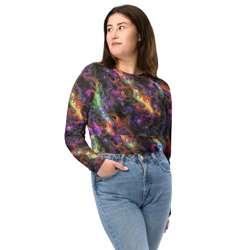 Galactic Gouache on Long Sleeve Crop Top — Front
