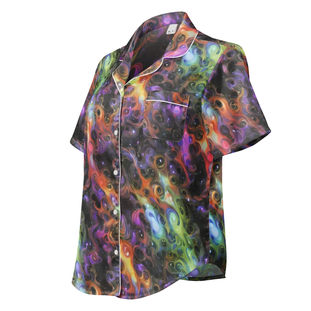 Galactic Gouache on Women's Short Sleeve Pajama Top — Left Front