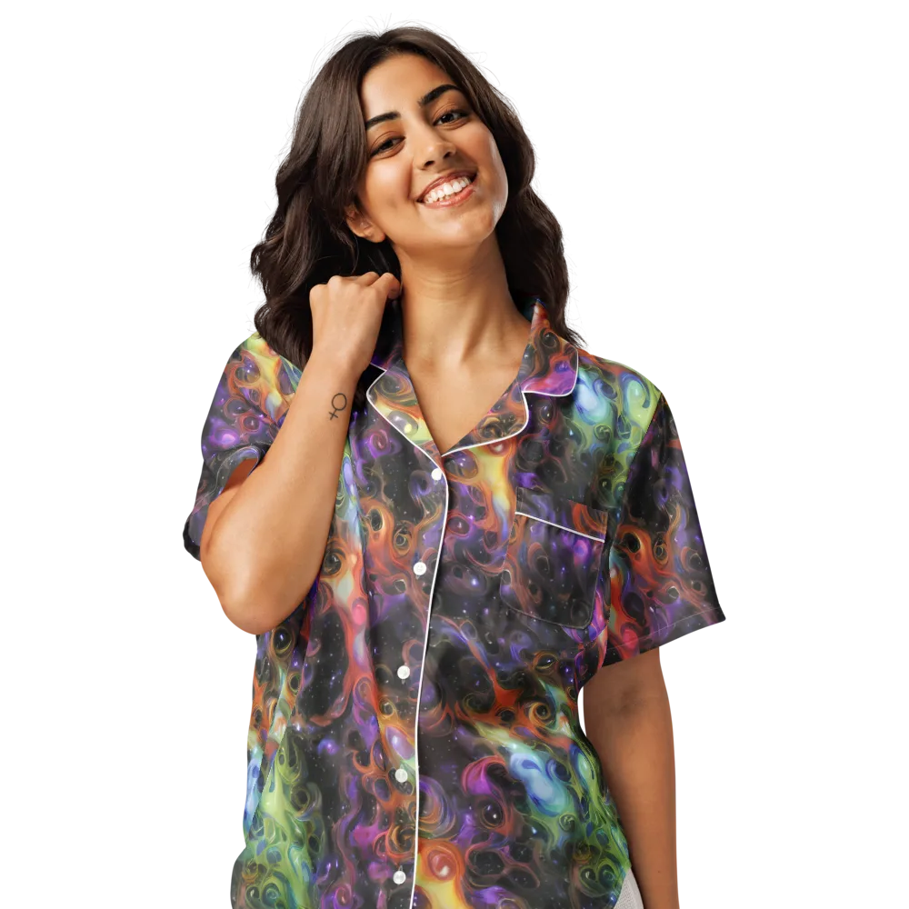 Galactic Gouache on Women's Short Sleeve Pajama Top — Front
