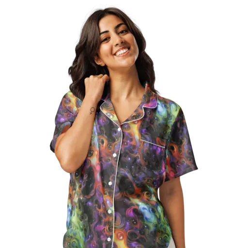 Galactic Gouache on a Women's Short Sleeve Pajama Top