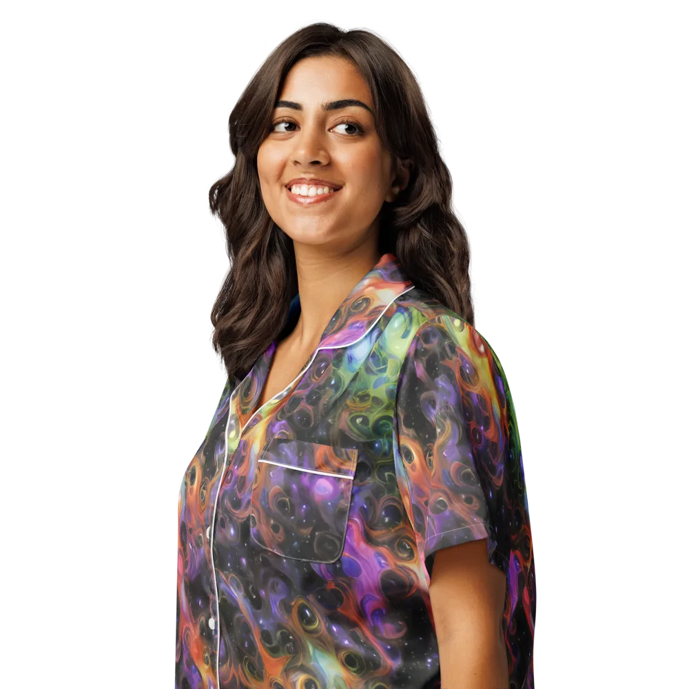 Galactic Gouache on Women's Short Sleeve Pajama Top — Left Front