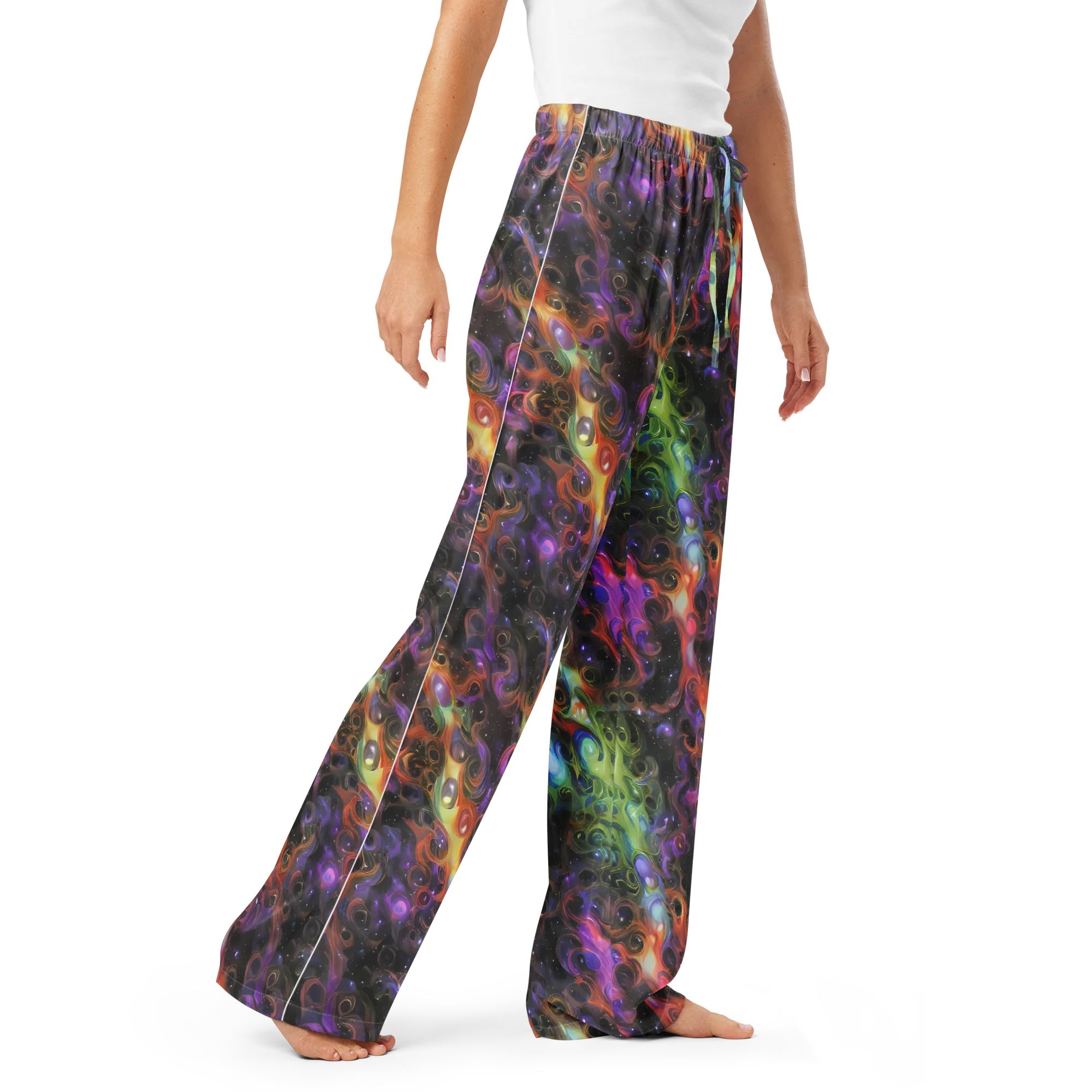 Galactic Gouache on Women's Pajama Pants — Right Front