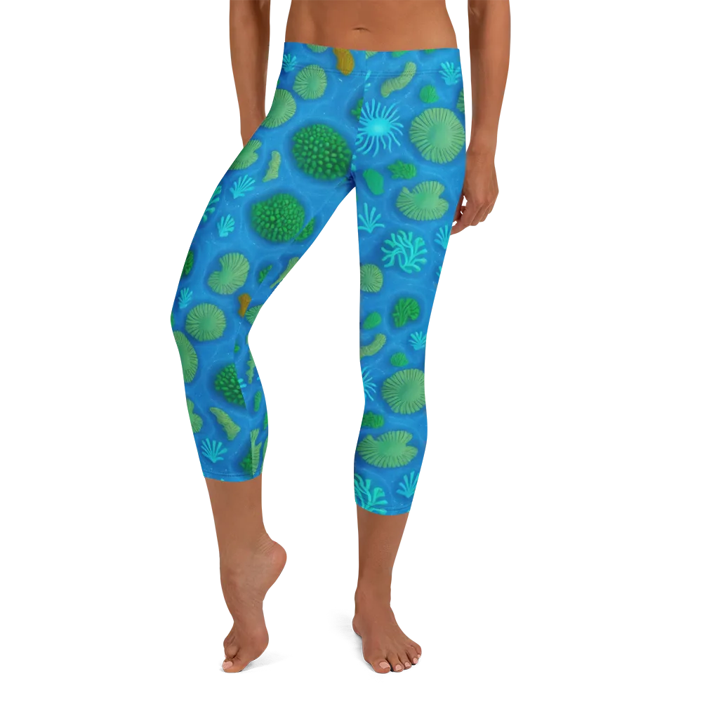 Emerald Drift on Capri Leggings — Front