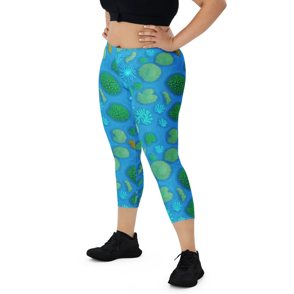 Emerald Drift on Capri Leggings — Front