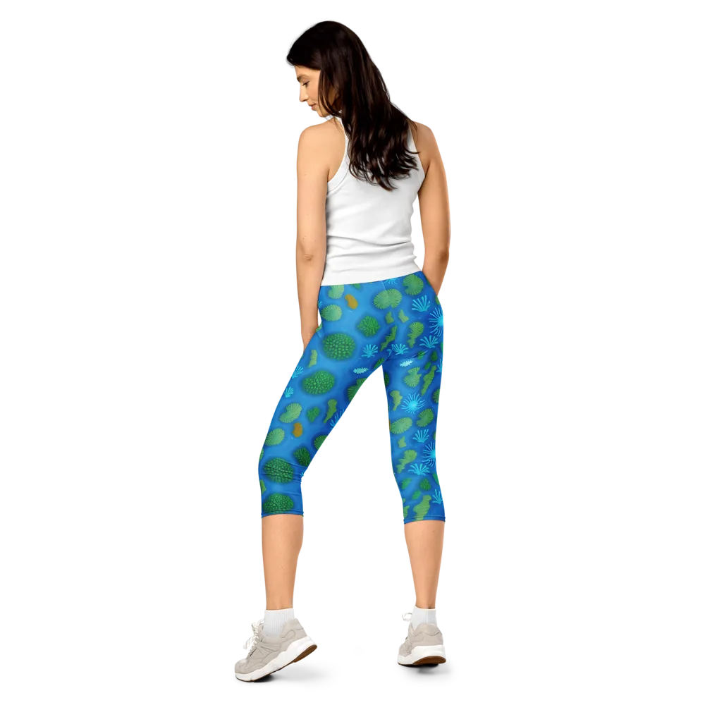 Emerald Drift on Capri Leggings — Back
