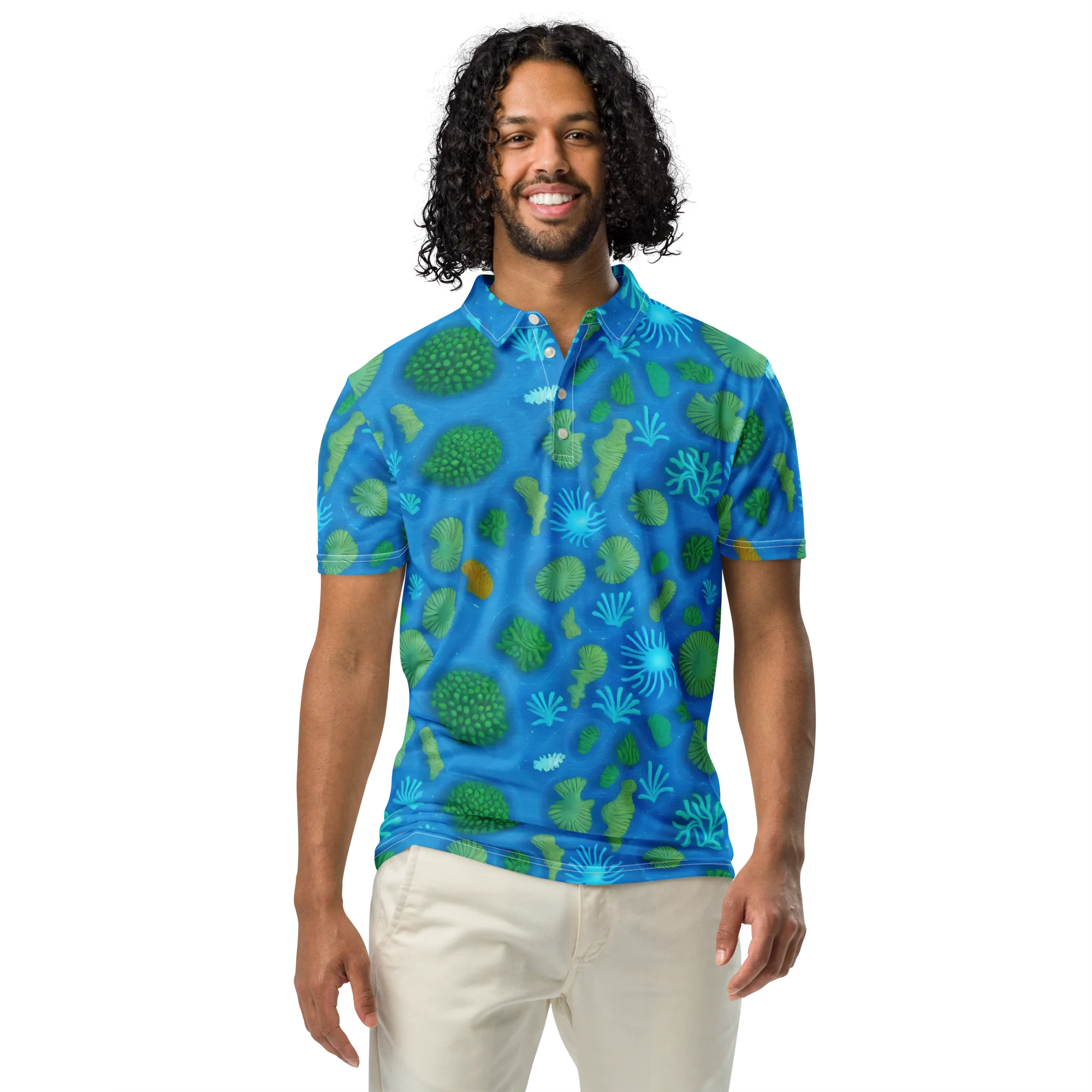 Emerald Drift on Men's Slim Fit Polo Shirt — Front