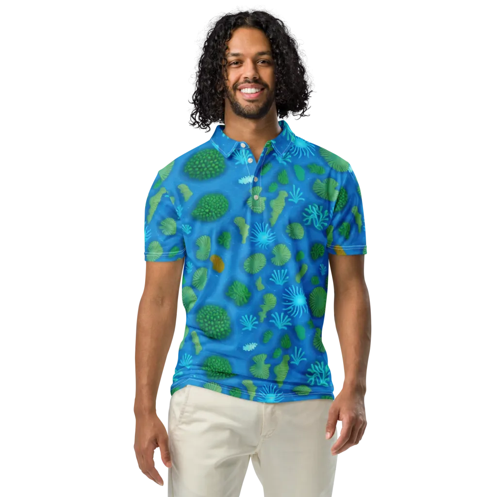 Emerald Drift on Men's Slim Fit Polo Shirt — Front