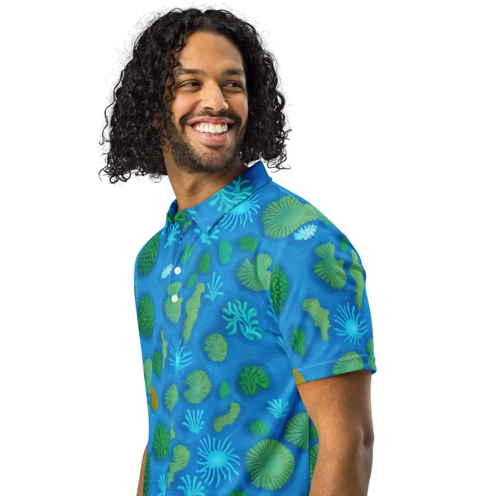 Emerald Drift on Men's Slim Fit Polo Shirt — Left Front